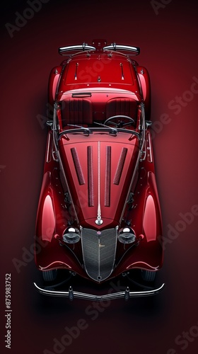 Obraz na płótnie A cinematic shot of a crimson color vintage car in a studio full view shown studio photography polished look highly detailed w salonie