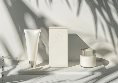 A clean and minimalistic mokeup advertising for skin care cosmetics featuring a serene layout