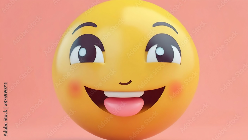 Fototapeta premium Cute Face with 3D Emoji