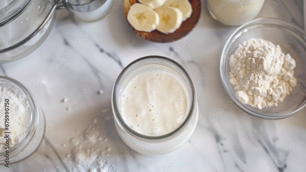 Detailed of making clear protein drink, ingredients and tools, detailed view, Detailed of making clear protein drink, ingredients and tools, detailed view,