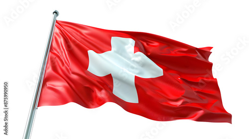 Switzerland Flag on White Background PNG File, Isolated on White