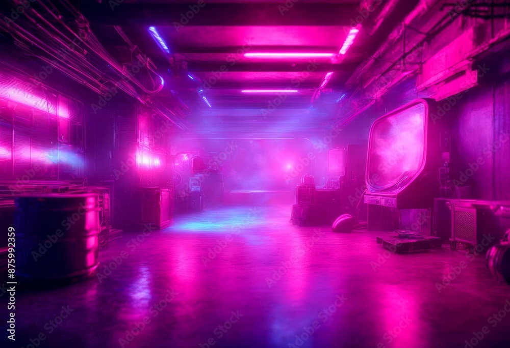 futuristic fog render neon warehouse undergound blue sci violet light pink ultraviolet smoke reflective laser night studio cyber garage background illustration abstract 3d concrete room club fi dark t futuristic fog render neon warehouse undergound blue sci violet light pink ultraviolet smoke reflective laser night studio cyber garage background illustration abstract 3d concrete room club fi dark t