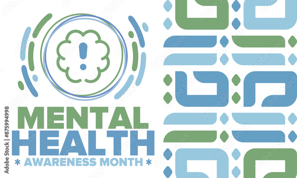 Mental Health Awareness Month in May. Annual campaign in United States. Raising awareness of mental health. Control and protection. Prevention campaign. Medical health care design. Vector illustration