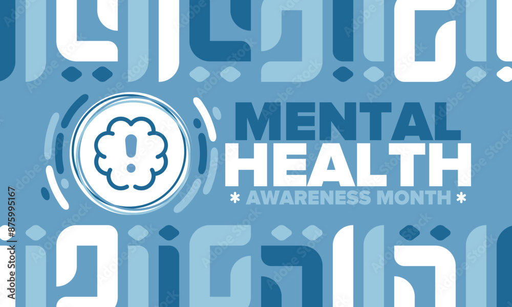 Mental Health Awareness Month in May. Annual campaign in United States. Raising awareness of mental health. Control and protection. Prevention campaign. Medical health care design. Vector illustration Mental Health Awareness Month in May. Annual campaign in United States. Raising awareness of mental health. Control and protection. Prevention campaign. Medical health care design. Vector illustration
