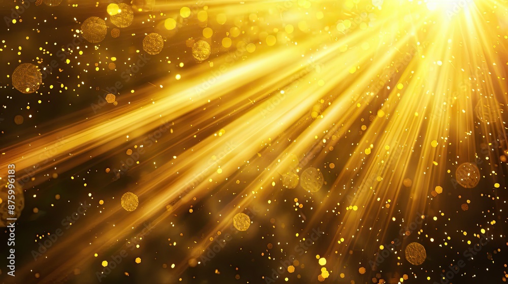 3D Render  yellow Rays of Light