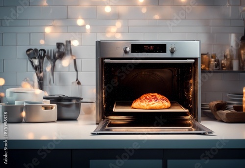 created oven kitchen isolated white appliance electric cooking heat equipment household