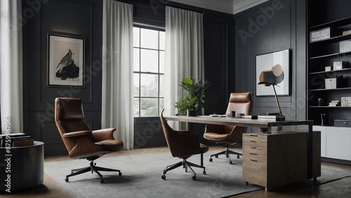 Minimalist office workspace with sleek design