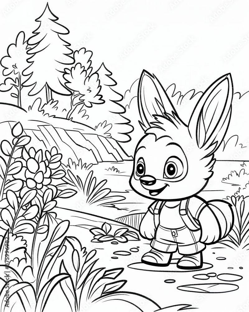 Obraz premium Coloring pages for kids, coloring animal hare, rabbit.