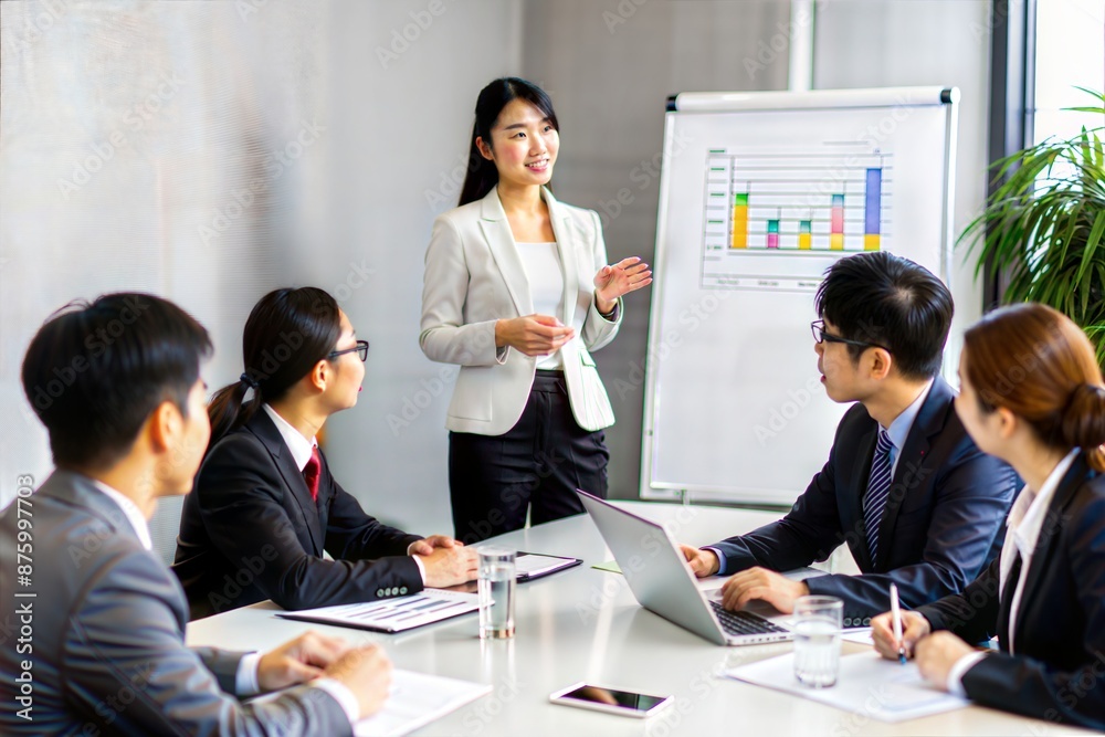 Asian Businesswoman Presenting in Board Meeting
Asian Businesswoman Presenting in Board Meeting