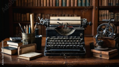 Vintage typewriters and old-fashioned writing tools