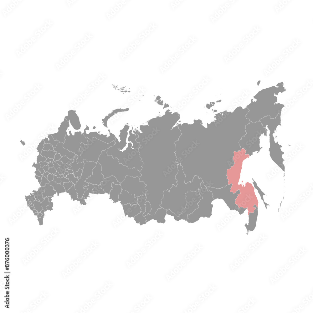 Obraz premium Khabarovsk Krai map, administrative division of Russia. Vector illustration.