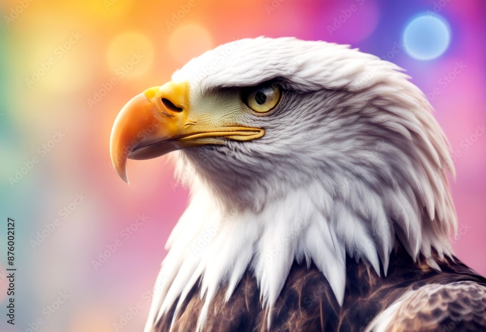 Obraz premium american colorful art eagle hawk t illustration wild vector shirts white bird design wildlife background animal