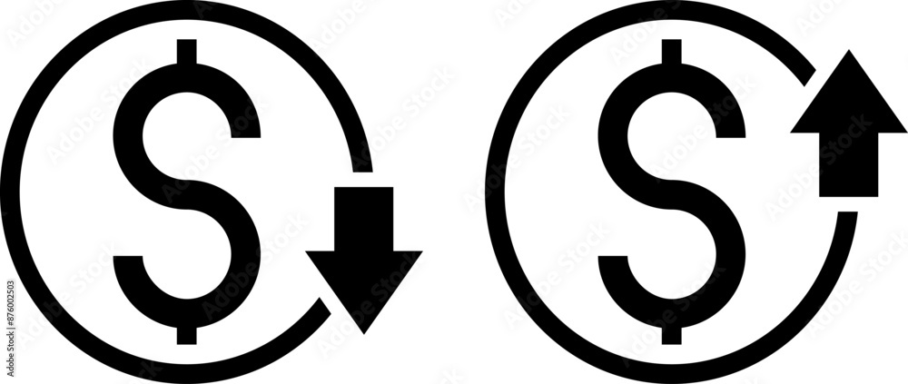 Money increase icon. profit and lose money vector icons Money increase icon. profit and lose money vector icons