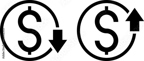 Money increase icon. profit and lose money vector icons