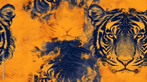 Retro Art Background Design of Tigers for International Tiger Day