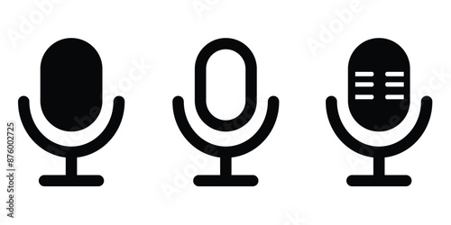 microphone icon sets. mic icon vector art. podcast microphone icon sets. vector illustration on transparent background