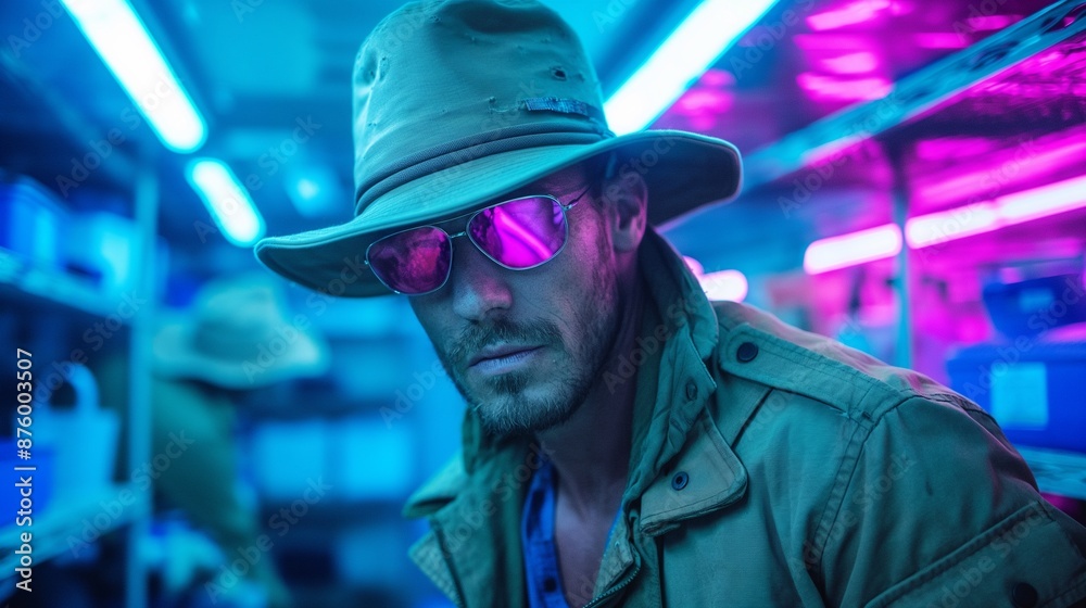 Neon-Lit Urban Explorer in Futuristic Cityscape Neon-Lit Urban Explorer in Futuristic Cityscape