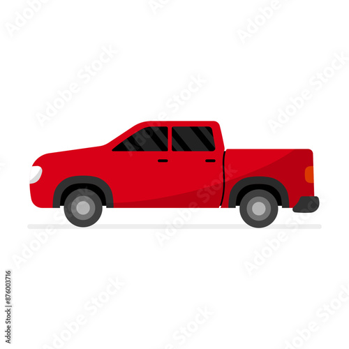 Red Pickup Truck Vector Illustration