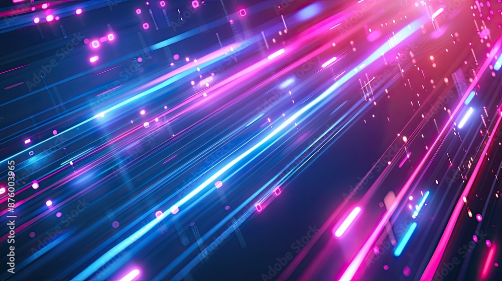 Abstract technology futuristic glowing lines neon blue and pink light ray on dark blue background with lighting effect Abstract technology futuristic glowing lines neon blue and pink light ray on dark blue background with lighting effect