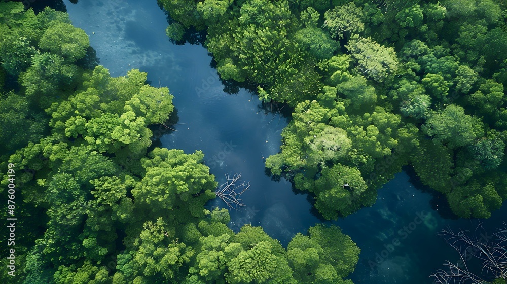 A tropical forest with mangrove trees growing A tropical forest with mangrove trees growing