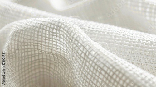 micro close up light linen fiber fabric texture white woven background