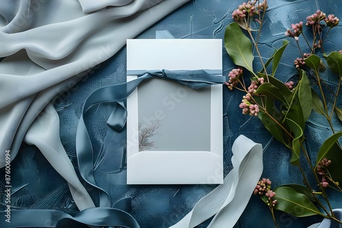 Mockup black inivitation wedding generative AI photo