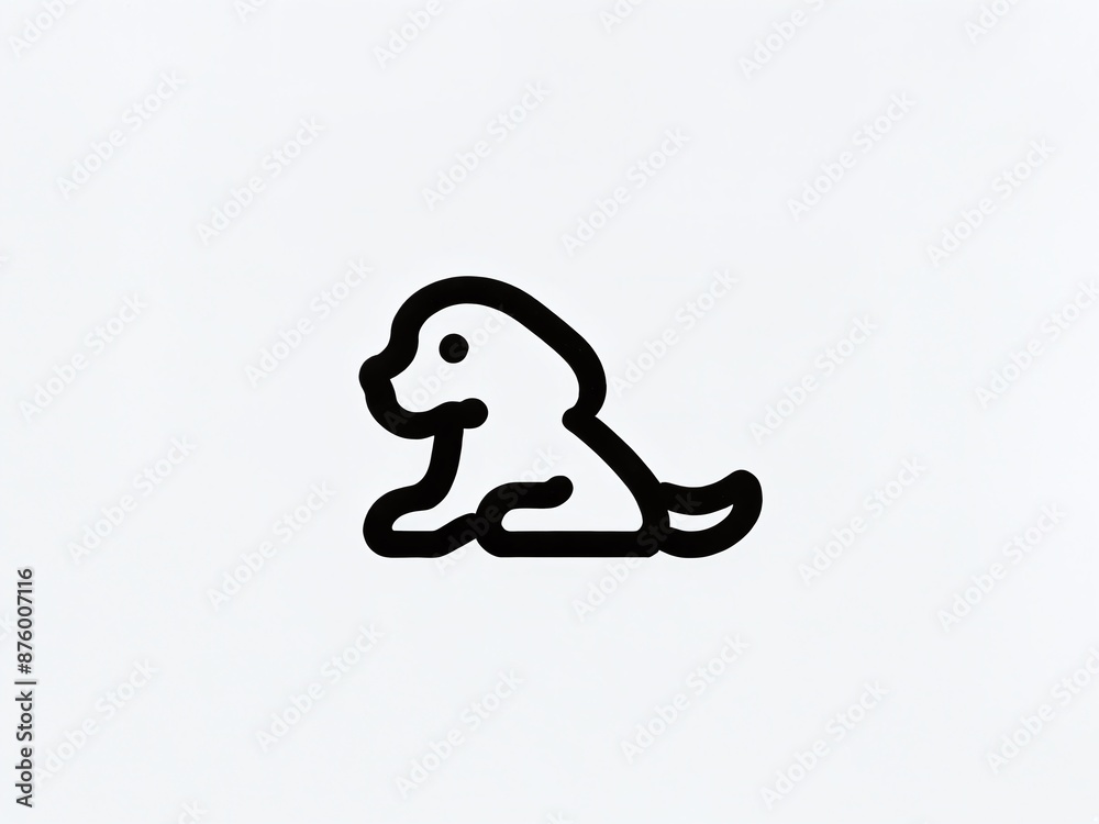 Black and white line drawing of a sitting puppy Black and white line drawing of a sitting puppy