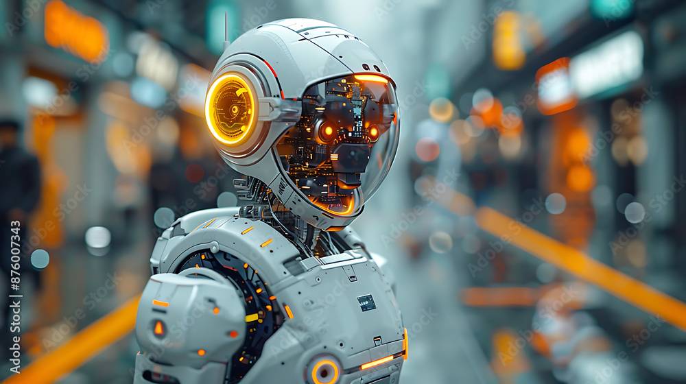 Fototapeta premium Industrial Automation in Action: High-Tech Robot at Work