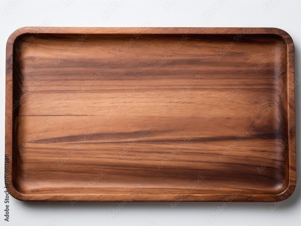 Rectangular wooden serving tray on white background Rectangular wooden serving tray on white background