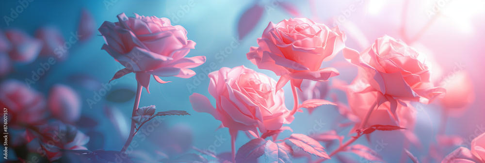 Beautiful pink roses basking in soft light Beautiful pink roses basking in soft light