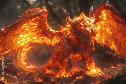 Simargl- Appearance- a mighty fiery beast with wings and fiery eyes. His body blazes with fire photo