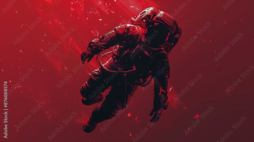 Astronaut Floating in Red Space Astronaut Floating in Red Space