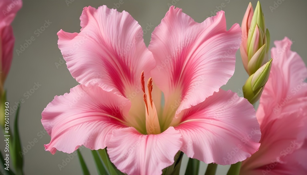 Fototapeta premium A elegent pink gladiolus flower closeup view