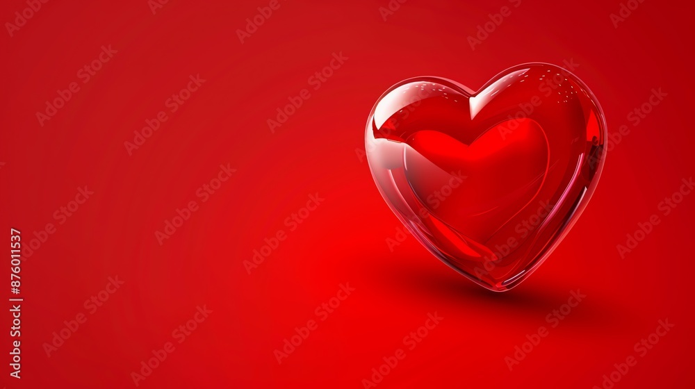 A 3D rendering of a red heart with a soft shadow.
