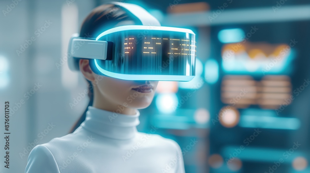 Virtual reality workspace with holographic interfaces, VR technology, future of remote work Virtual reality workspace with holographic interfaces, VR technology, future of remote work