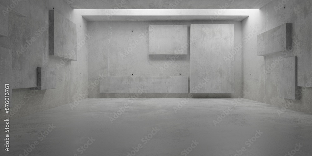 Random Inner Wall Abstract empty, modern concrete room with random offset walls, back ...