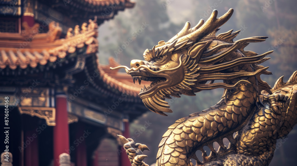 chinese dragon statue in an ancient temple chinese dragon statue in an ancient temple