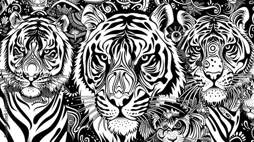 Tiger Day Celebration: Doodle Art Background Design