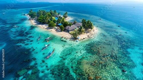 A tropical island with coconut image