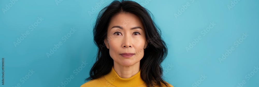 A Japanese model with an attractive smile poses confidently, reflecting beauty and happiness in her portrait. A Japanese model with an attractive smile poses confidently, reflecting beauty and happiness in her portrait.