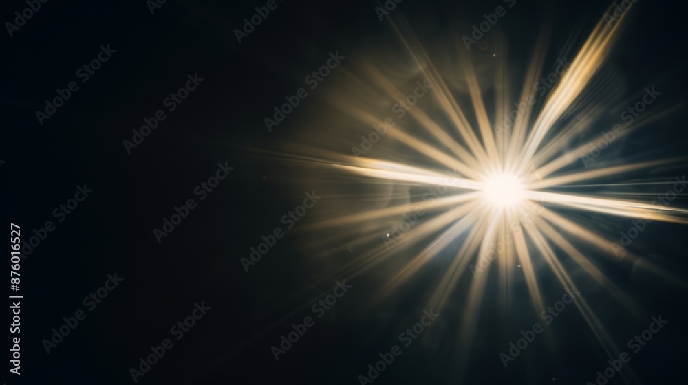 A bright light shining through a dark background with some stars, AI A bright light shining through a dark background with some stars, AI