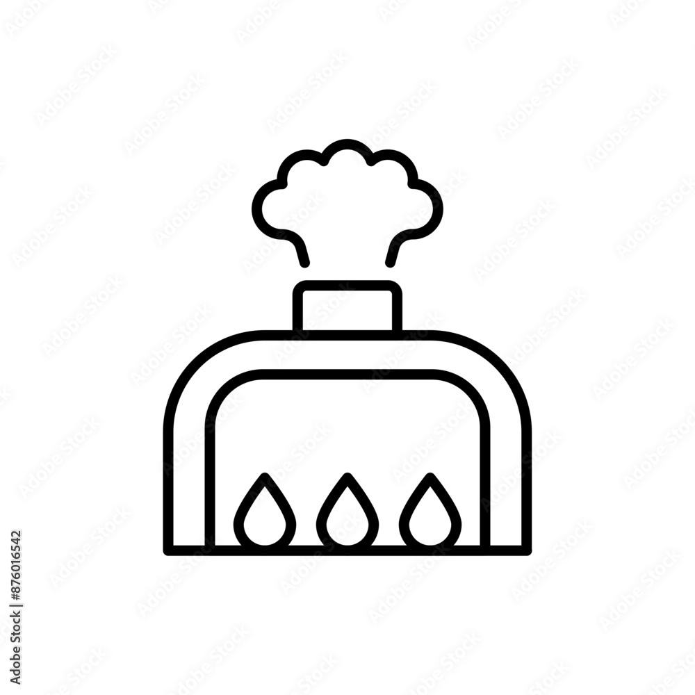 Obraz premium Pizza oven outline icons, minimalist vector illustration ,simple transparent graphic element .Isolated on white background