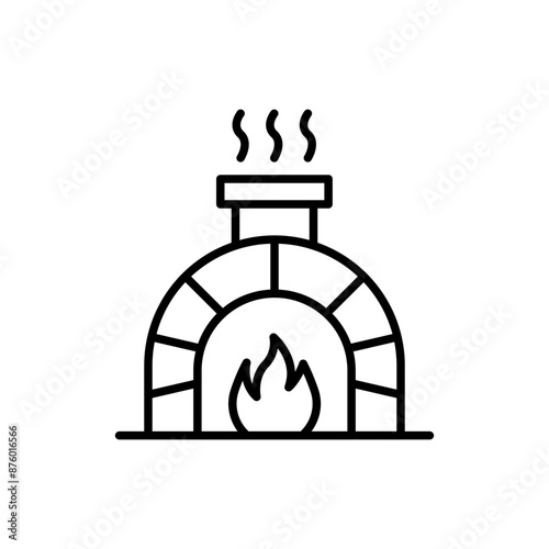 Pizza oven outline icons, minimalist vector illustration ,simple transparent graphic element .Isolated on white background