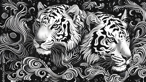Tiger Day Celebration: Doodle Art Background Design