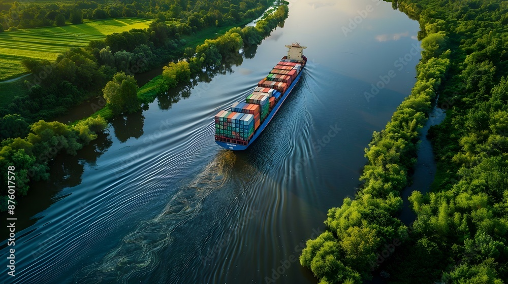 Naklejka premium A container ship at the mouth