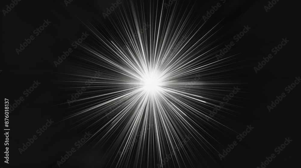 Fototapeta premium A black and white photo of a bright light shining, AI