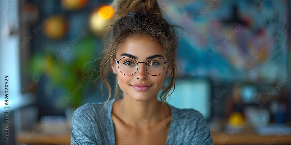 Productive Businesswoman in Modern Office Setting Productive Businesswoman in Modern Office Setting