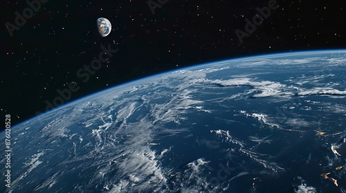 A satellite orbiting the moon captures a breathtaking view of Earth, highlighting the vast expanse of space and the marvels of human space exploration