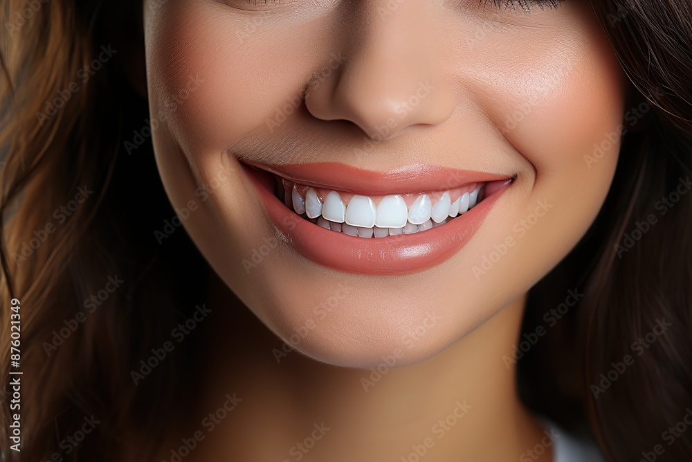 Fototapeta premium Close up of a woman's smile with perfect white teeth.