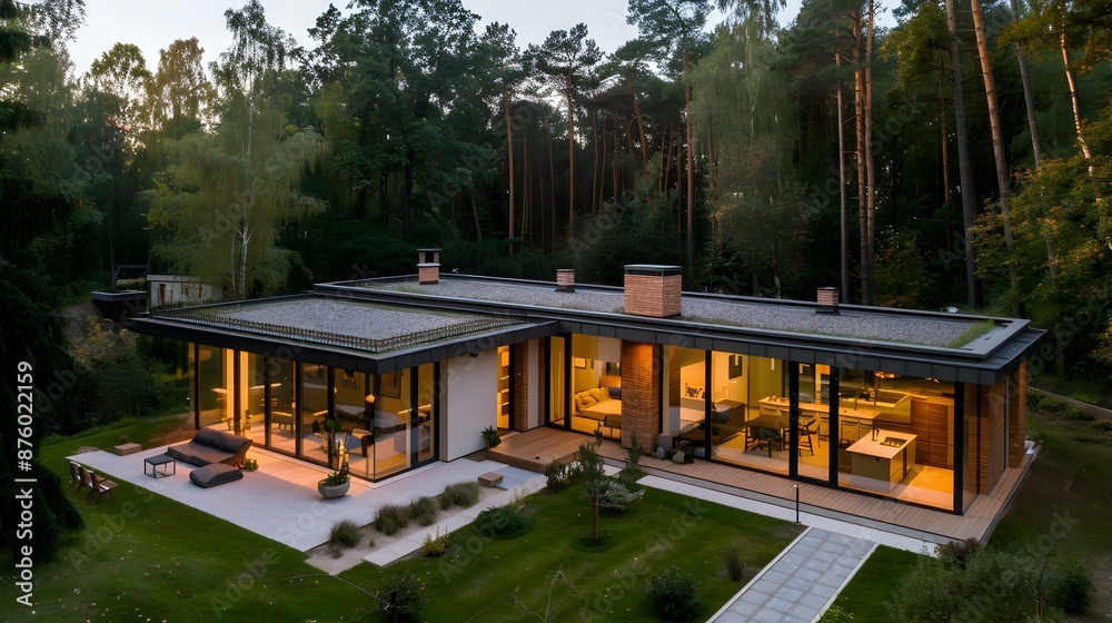 Obraz premium A modern house with large windows image